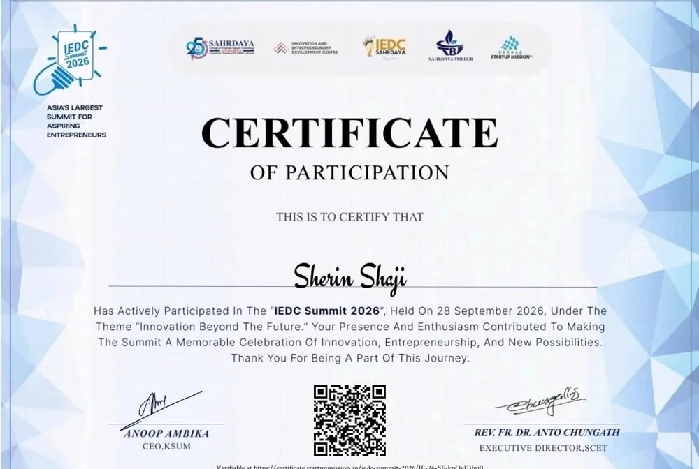 IEDC Summit 2026 — Certificate of Participation